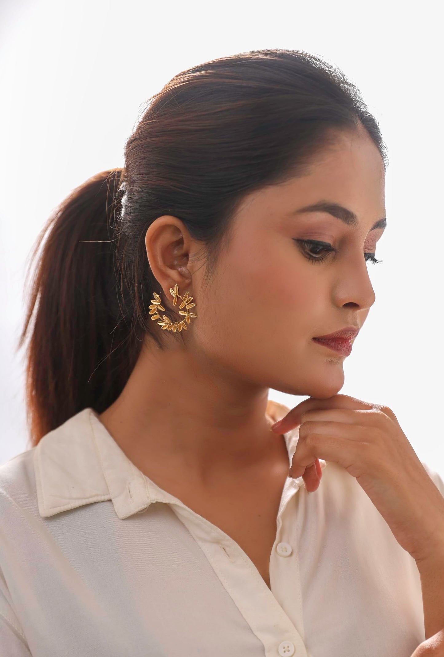 Jiaara Handcrafted Pure Brass Golden Earrings | Gold Plated Trendy Earrings Demifine For Women & Girls | Latest Stylish Fashion Jewelry, Elegant & Chic Earrings For Everyday Wear & Special Occasions