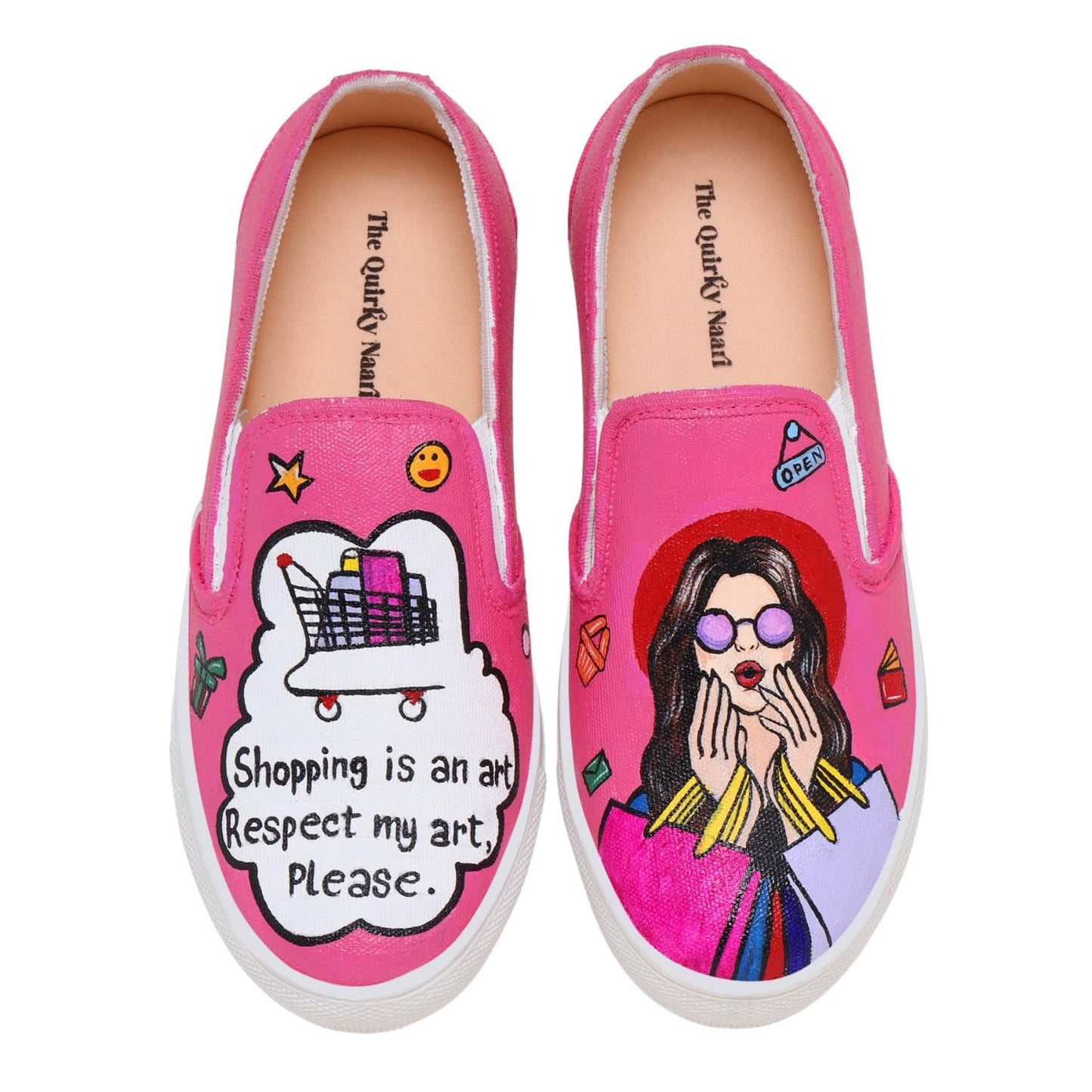 THE QUIRKY NAARI Shopaholic Slipons Stylishly Playful Fit | Pink