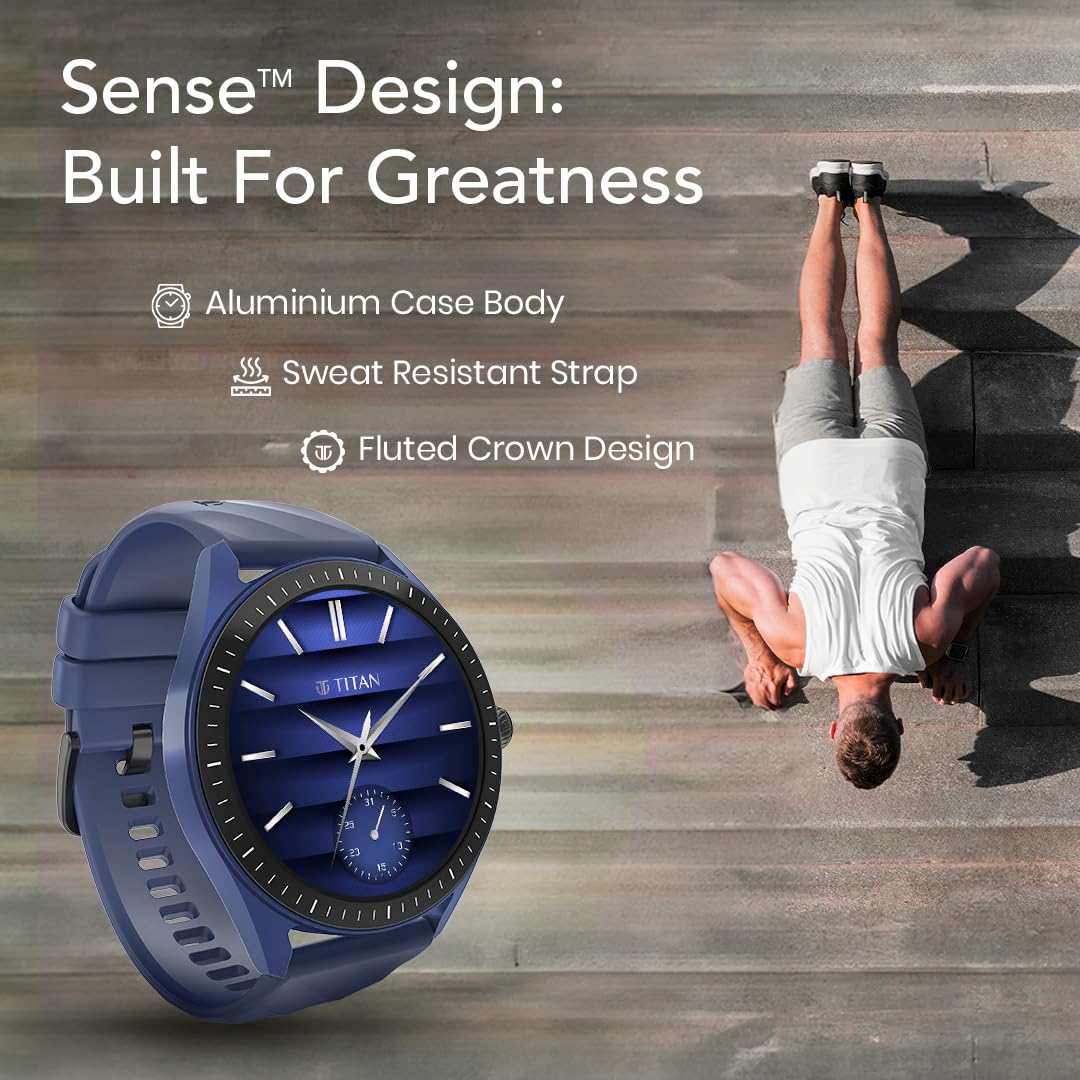 Titan Crest 2.0 Smart Watch for Man & Women, 1.43" AMOLED Display, Mesh Metal Strap, BT Calling, Tailored Activity Tracker, 100+ Sports Modes, Fast Charging, Smart Watch for Men Latest & Women (Black)