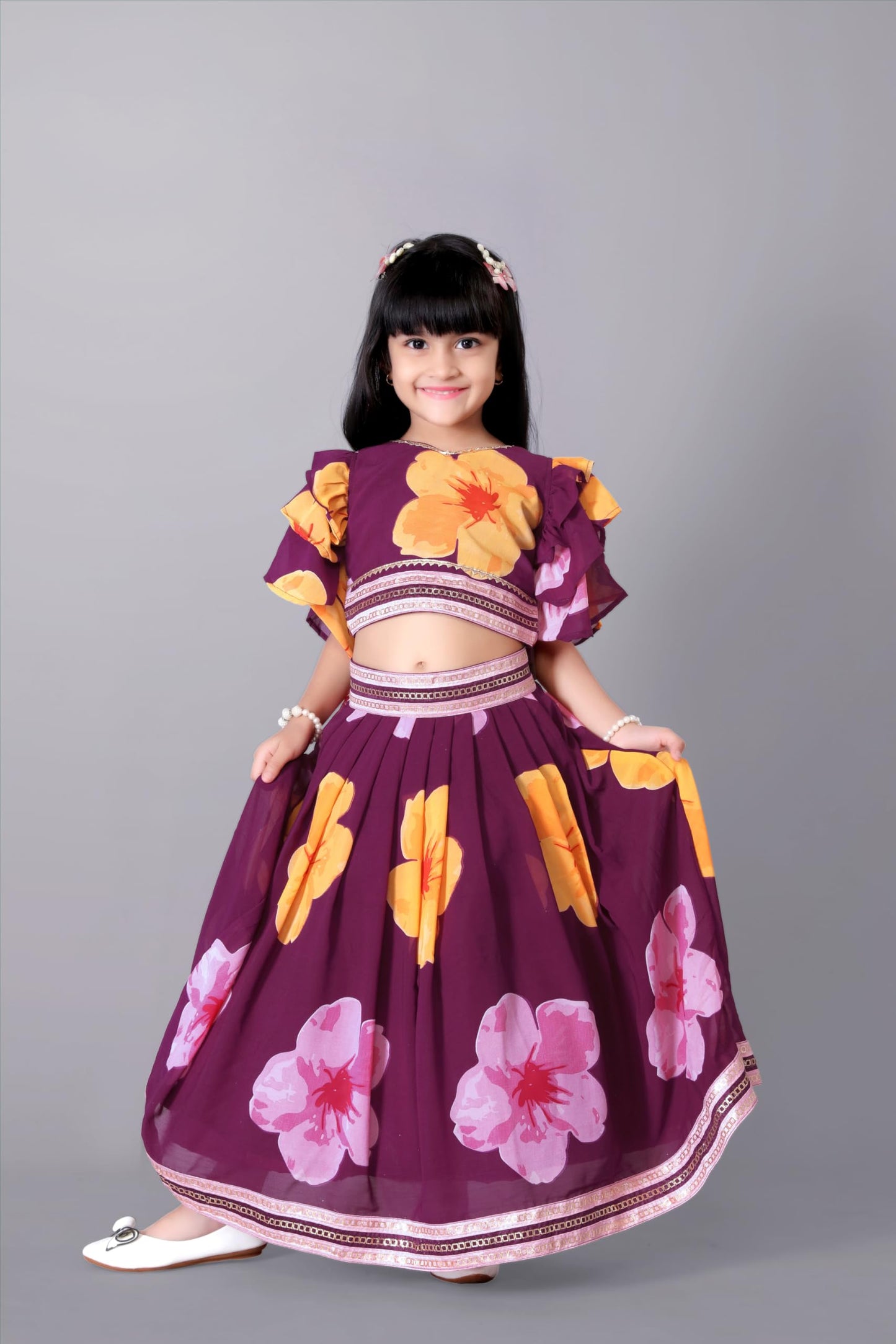 satyamfab Gorgeous Girl's Lehenga Choli - Thick Fox Georgette Print Fabric, Completely Stitched, Suitable for Weddings, Festivals