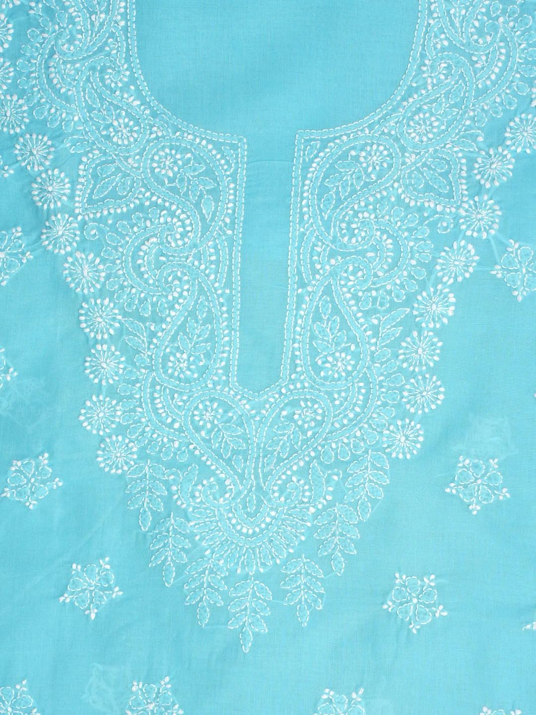 Ada Hand Embroidered Lucknowi Chikankari Unstitched Cotton Dress Material Suit Piece with Dupatta for Women A211362 Blue