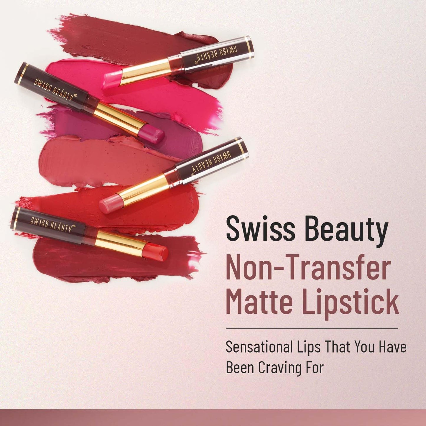 Swiss Beauty Non-Tranfer Matte Lipstick, Smooth & Waterproof, Fire Pink, 2g