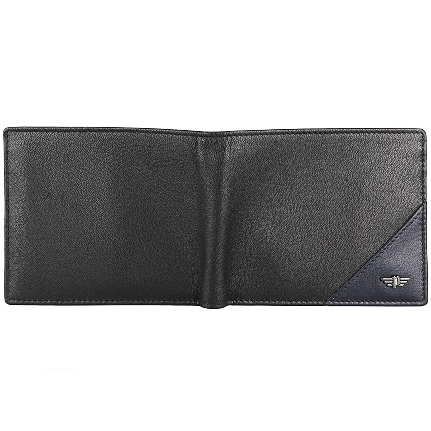 Police Men’s Genuine Leather Bi-Fold Wallet I Coin Pocket & Card Slots I Navy / Black_(B09NM7LB4Q) (Jet Black/Jet Navy)