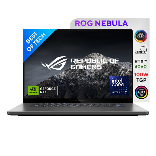 ROG Zephyrus G16, 16 "(40.64cm) 2.5K OLED ROG Nebula Display 240Hz, Ultra 7 155H, Gaming Laptop (16GB LPDDRX/1TB SSD/NVIDIA GeForce RTX 4060 /Win11/Office 2021/Eclipse Grey/1.85 Kg),GU605MV-CO711WS