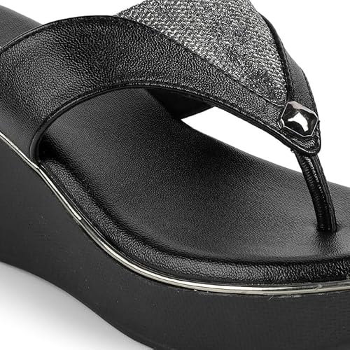 tresmode JOSH Black Women's Dress Wedge Sandals in Size 5 UK / 38 EU