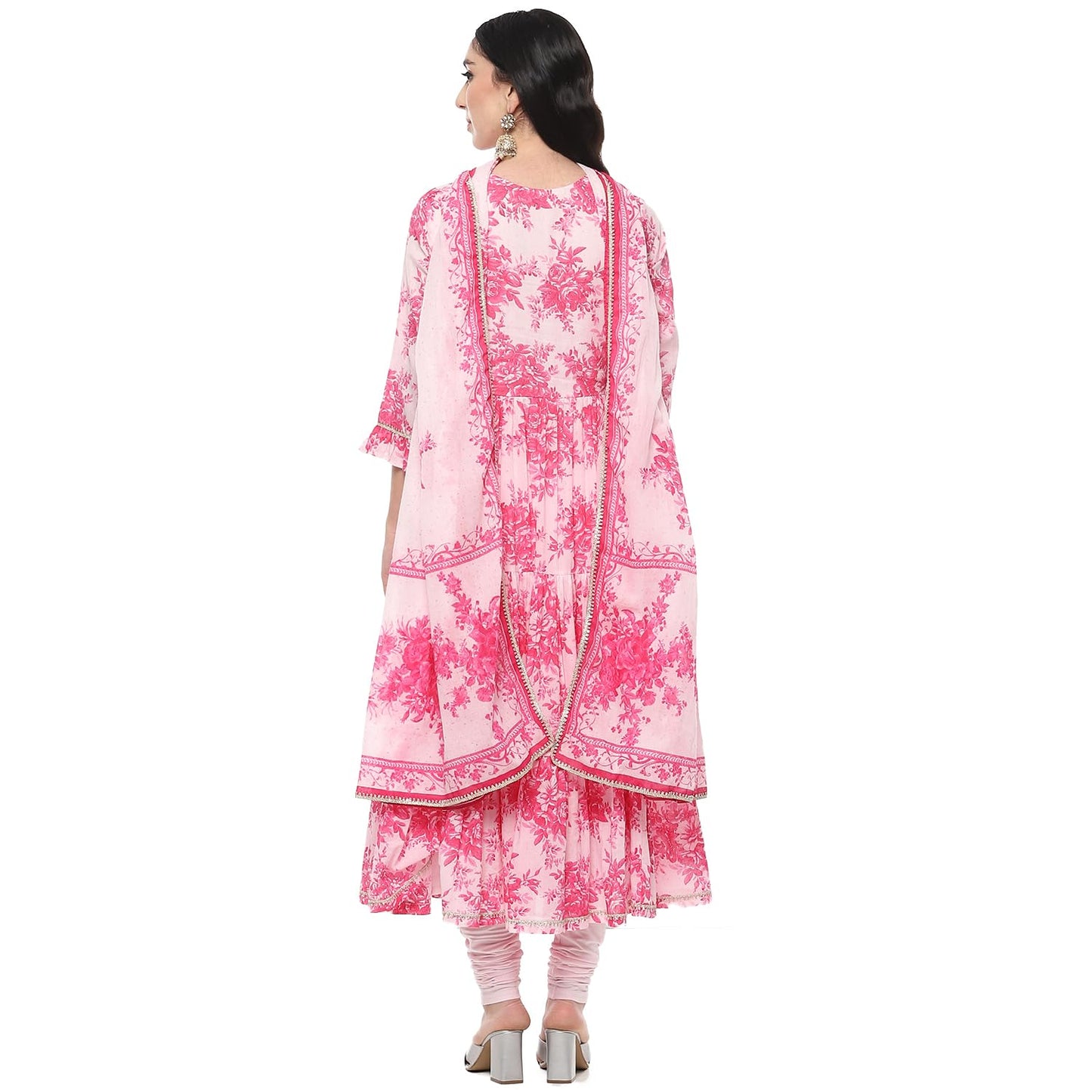 BIBA Women Cotton Printed Suit Set (Pink)