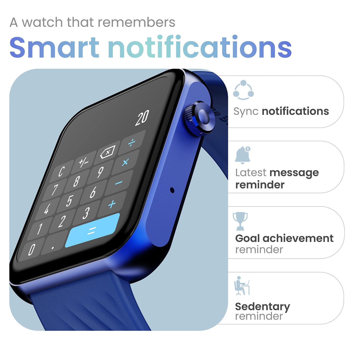 GOBOULT Drift Pro Smartwatch 1.78'' AMOLED HD Screen, BT Calling 5.1, 800 Nits Brightness, IP67, 150+ Watchfaces, 120+ Sports Modes, AI Voice Assistant, SpO2 Monitoring (Blue)