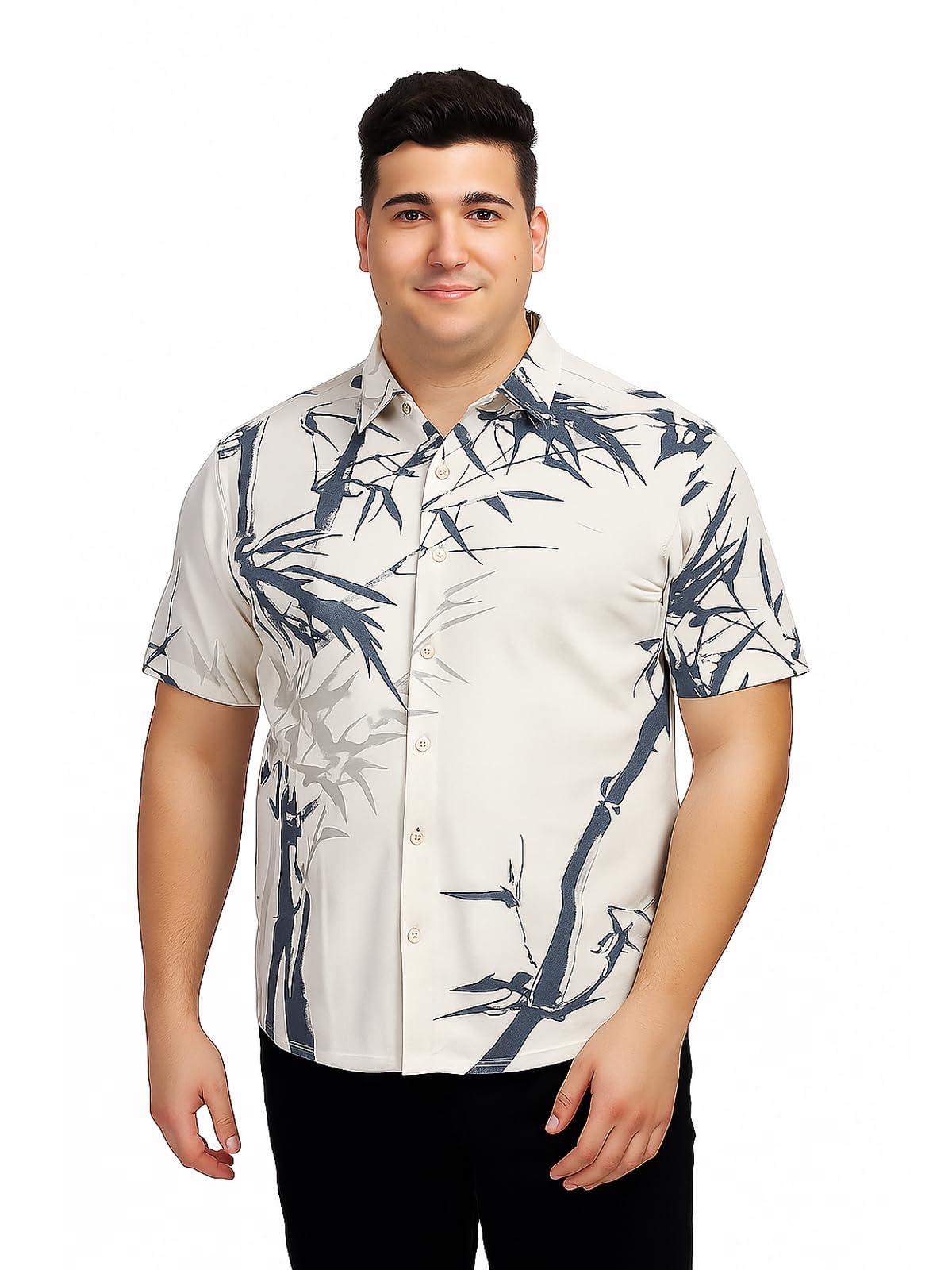 BULLMER Trendy Regular Fit Printed Causal Plus Size Shirt for Men | Men’s Shirts in Plus Sizes only Cream2 XXX-Large