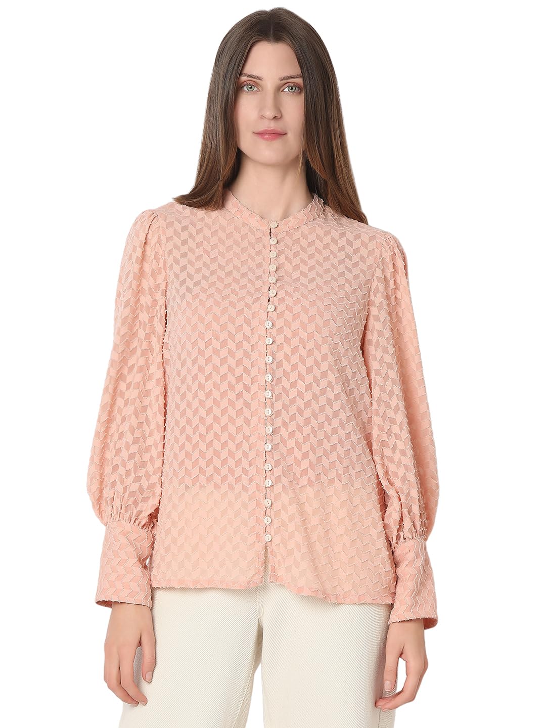 VERO MODA Women's Regular Fit Pink Shirt