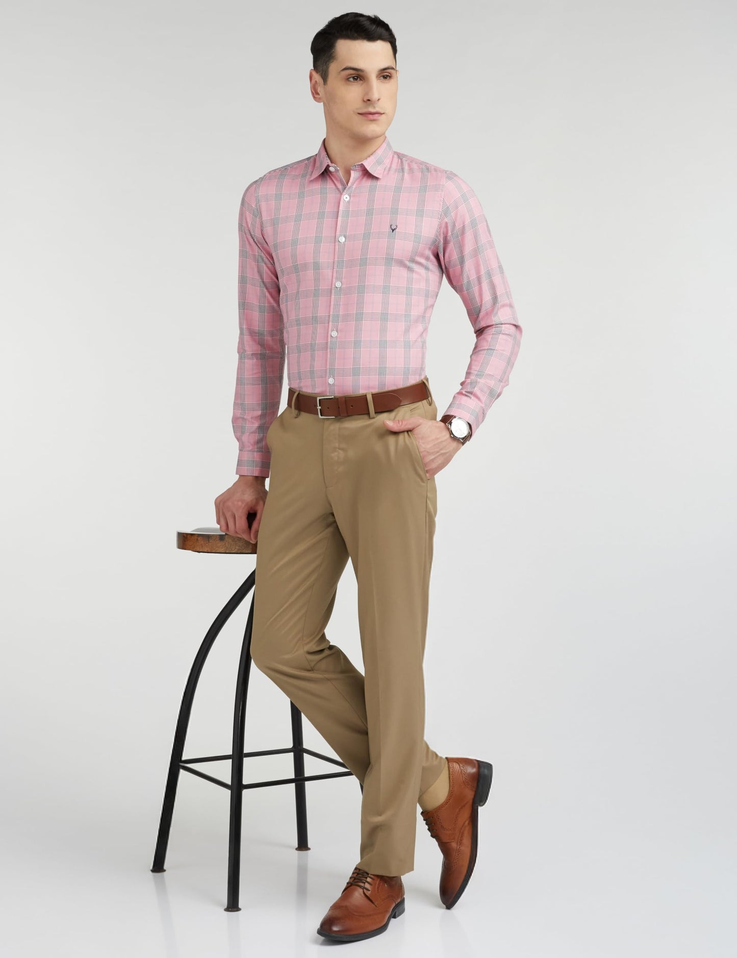 Allen Solly Men's Cotton Slim Fit Shirt (Assfqmobf92900_Pink