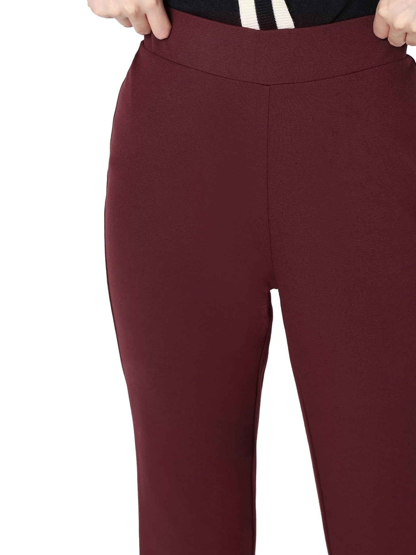 VERO MODA Women Solid Purple Rayon Bootcut High Rise Pants