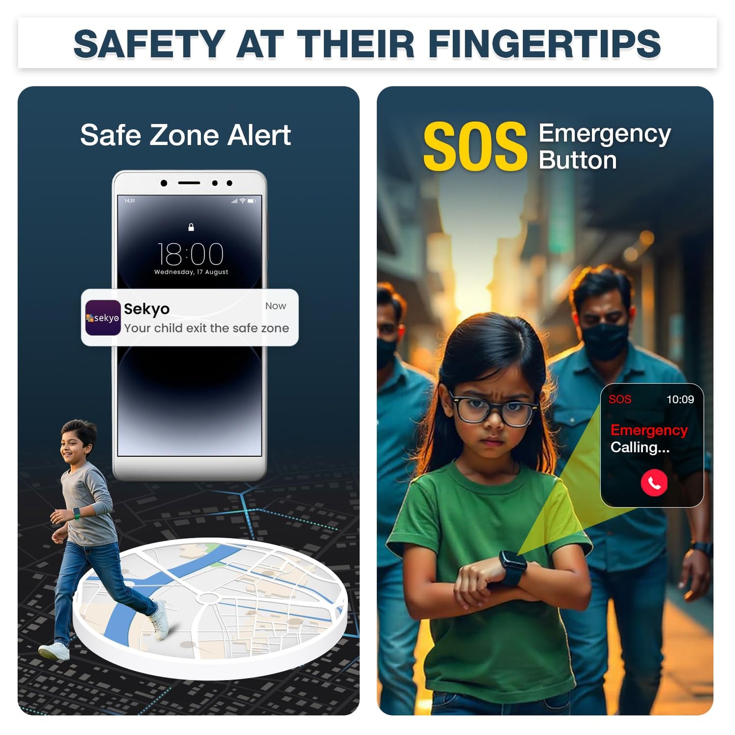 sekyo 'Carepal Pro' Kids Smart Watch for Boys/Girls | 4G Sim, HD Video Calling, Live GPS Tracking |App Control, Habit Coach, Games, Pedometer, Safe Zone Alert, SOS, Family Chat | SmartWatch for Kids