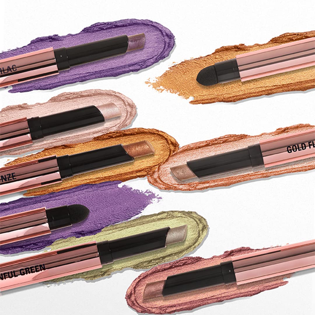 Makeup Revolution- Lustre Wand Shadow Stick- Euphoric Lilac | Ultra-pigmented & Shimmery lids | Seamless glide | Buildable, Metallic Formula | Sponge to dab & blend the shades-1.6 g