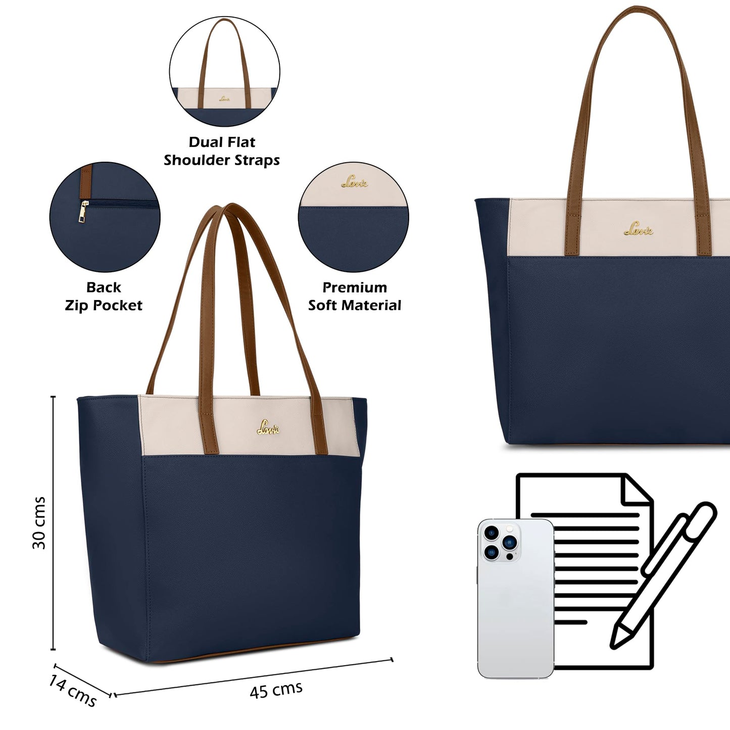 Lavie Women's Eliana Colourblock Tote Bag for Women | Tote Handbag for Work | Ladies purse | Stylish Shoulder Bag | Gift for Women