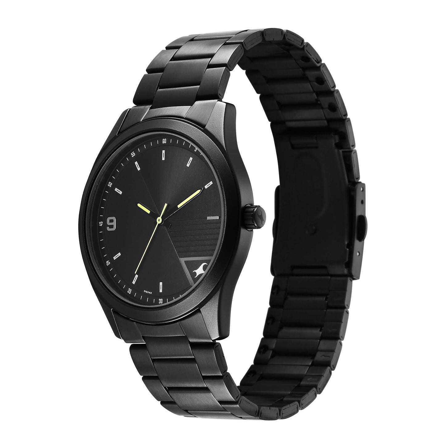 Fastrack Stunners Quartz Analog Black Dial Black Metal Strap Watch for Guys