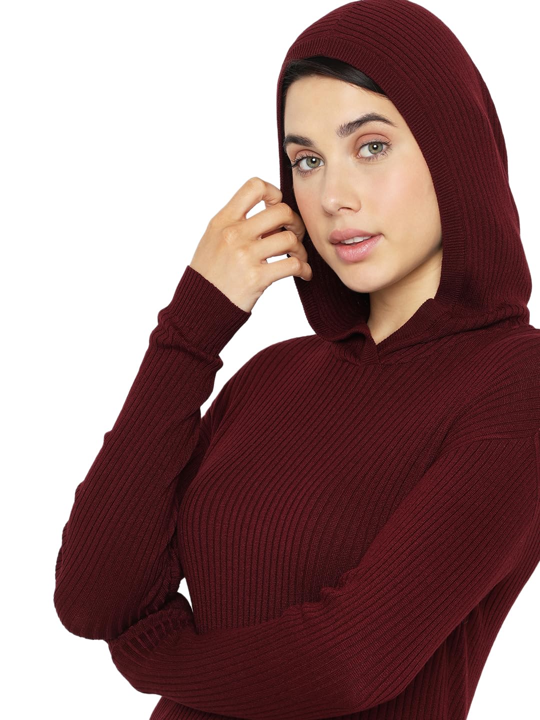 VERO MODA Women's Viscose Casual Pullover Sweater (10313174-Tawny Port_Tawny