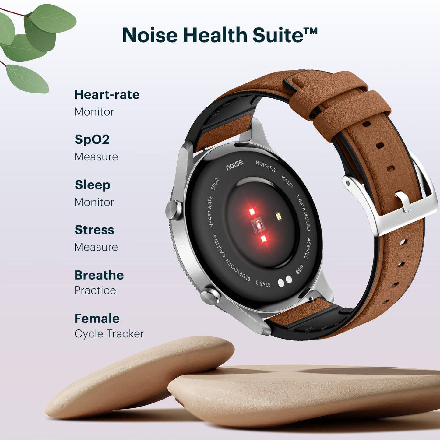 NoiseFit Halo 1.43" AMOLED Display, Bluetooth Calling Round Dial Smart Watch, Premium Metallic Build, Always on Display, Smart Gesture Control, 100 Sports Modes (Vintage Brown)