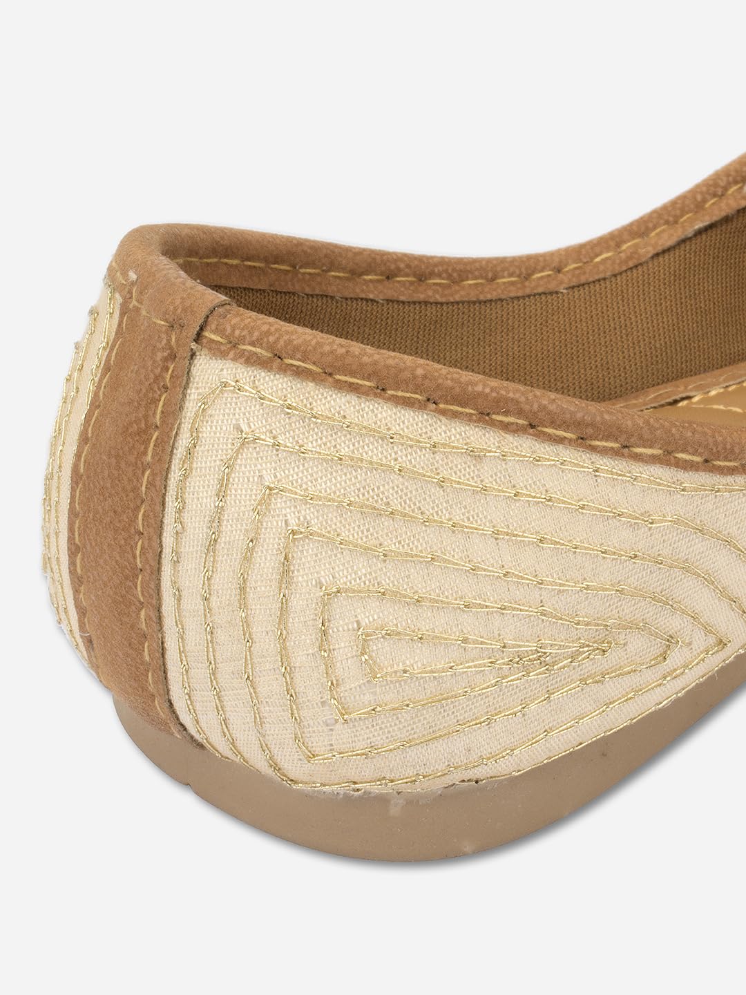 DESI COLOUR Women Ethnic Footwear Mojari/Punjabi Jutti- Dabka Work6 (Beige, Numeric_6)