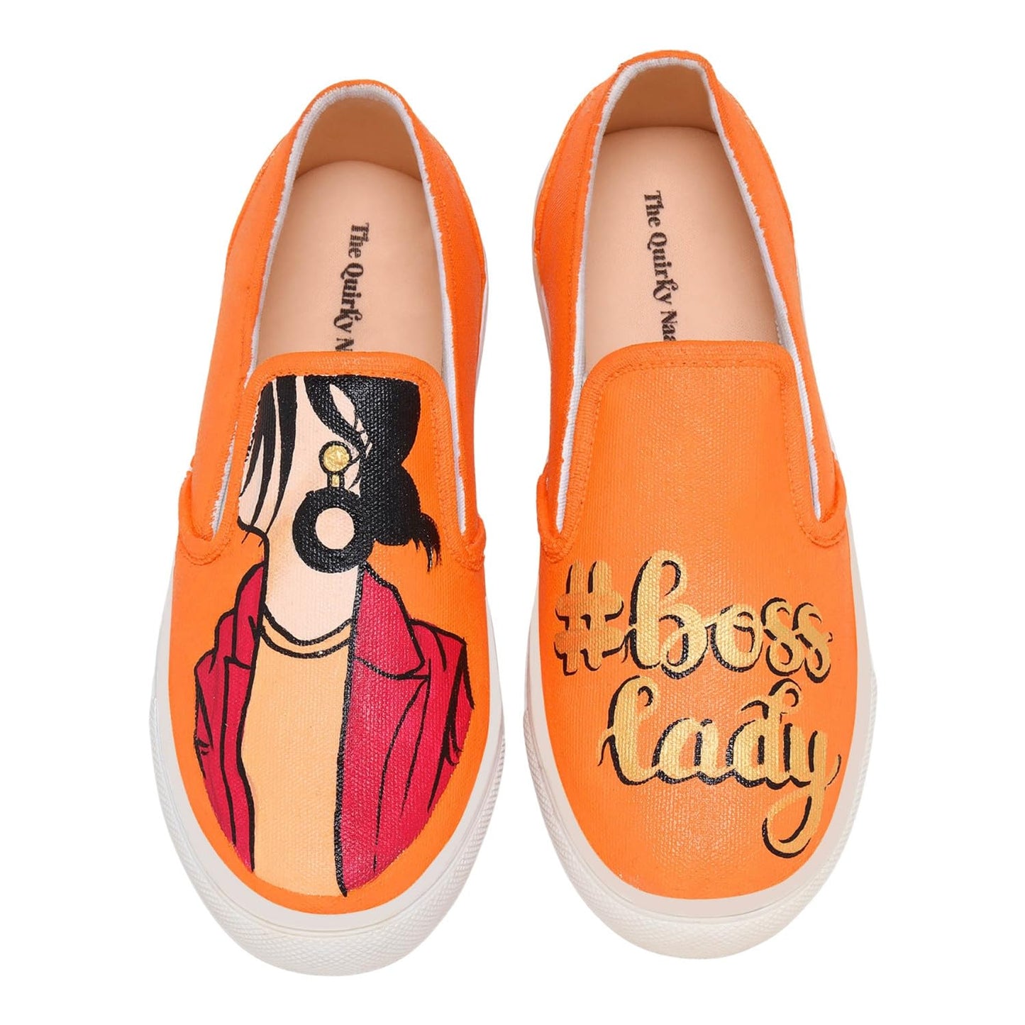 THE QUIRKY NAARI Boss Lady Slipons - Orange for The Boss Lady in You | Orange