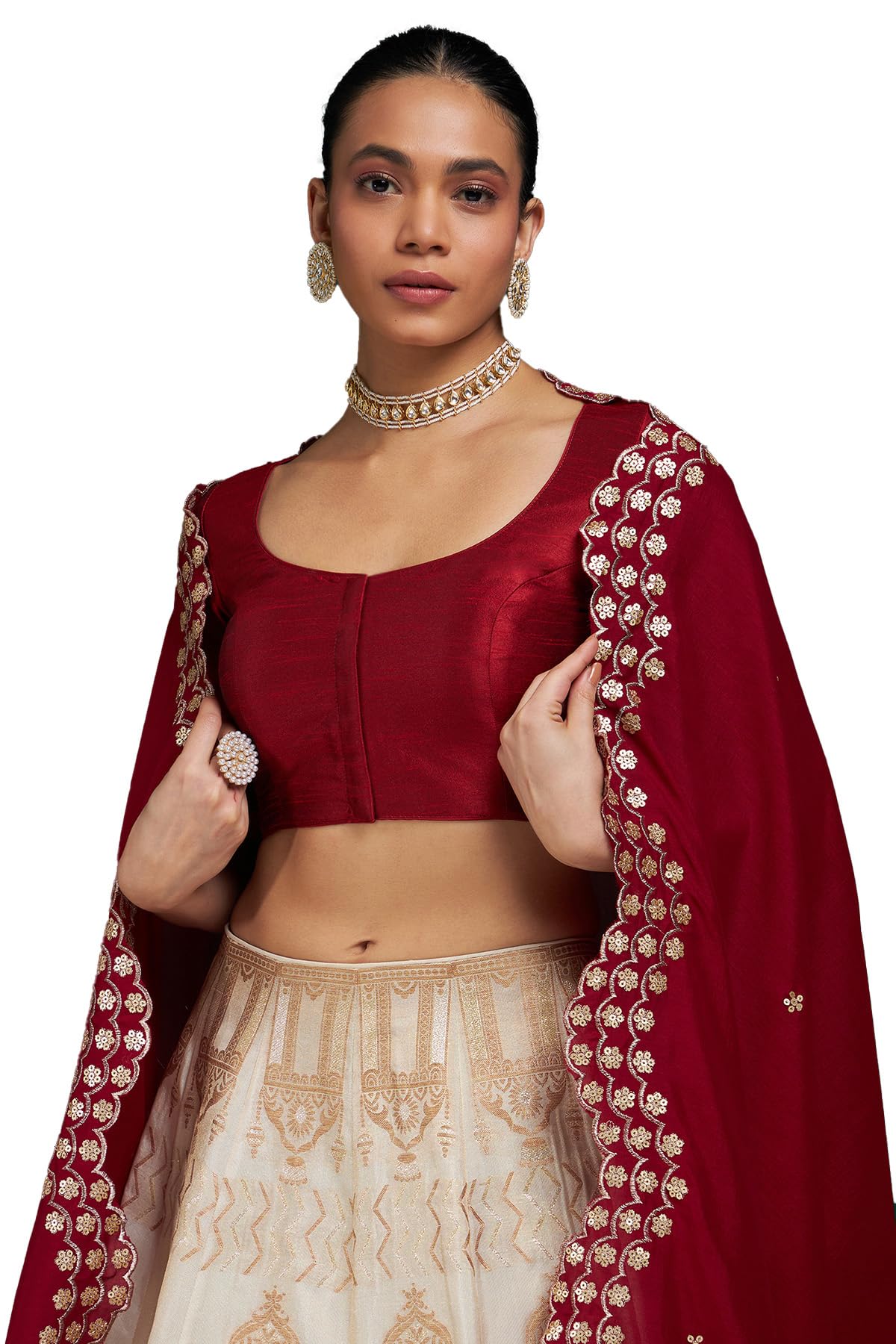 Soch Womens Maroon Art Silk Princessline Cut Padded Blouse