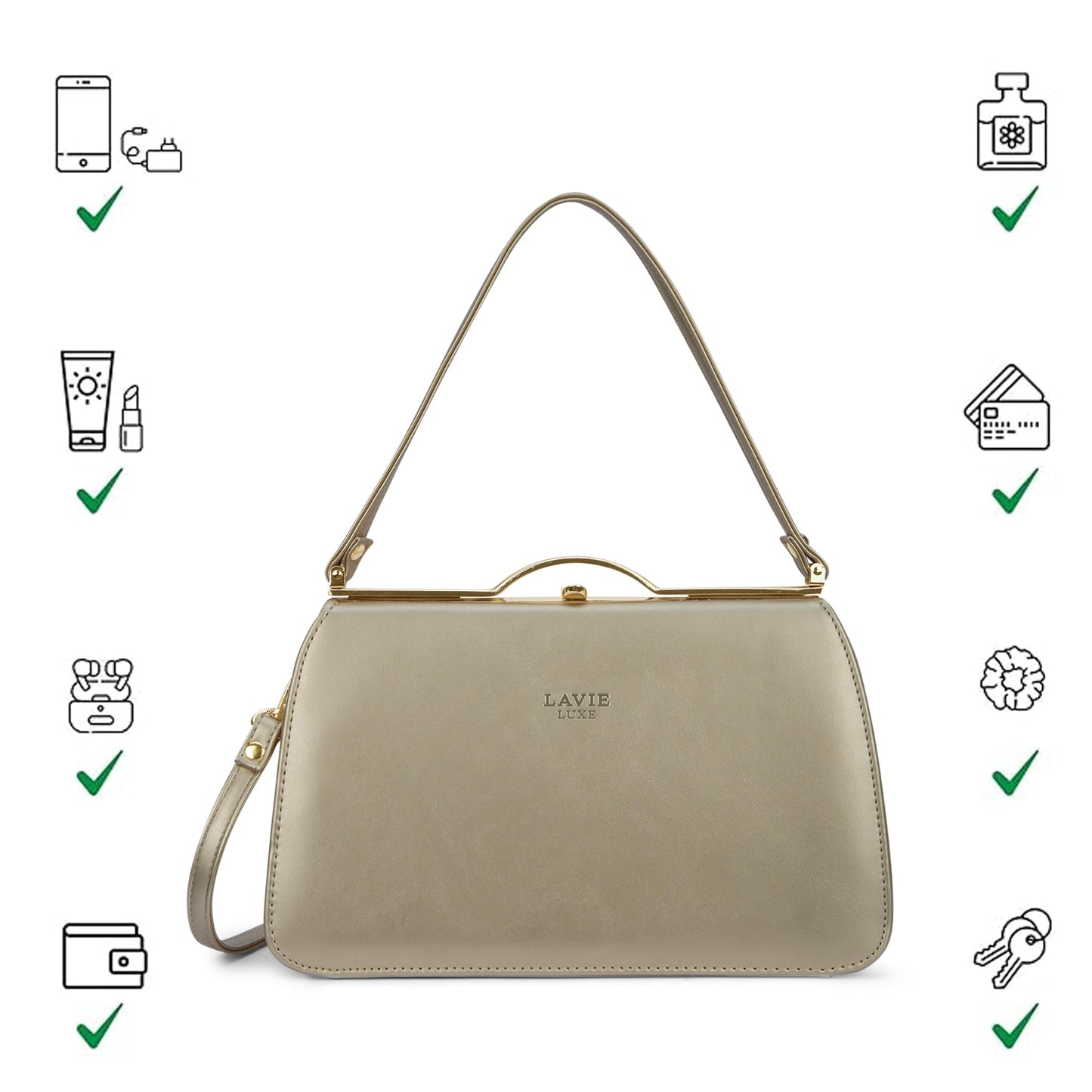 Lavie Luxe Women's Book2 Frame Satchel Bag | Satchel Handbag for Work | Ladies purse | Stylish Shoulder Bag | Gift for Women