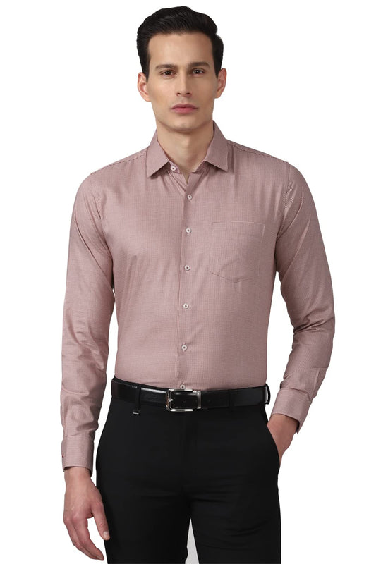 Van Heusen Men's Slim Fit Shirt (VHSFRSLBK38112_Peach 42)