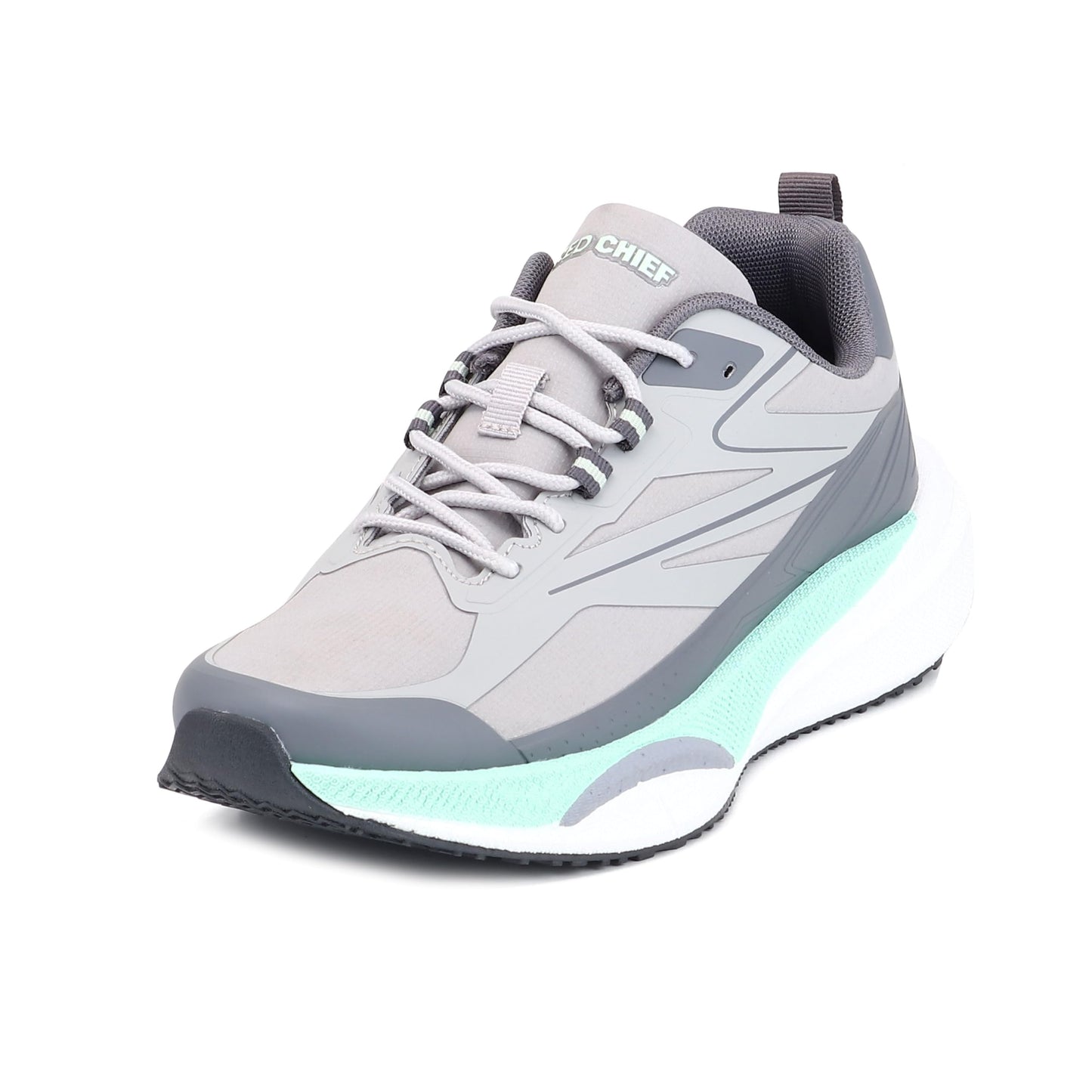 Red Chief Men Running Shoes | Mesh Fabric | Lightweight | Lace-Up | Grey | Low Ankle Sports Footwear (R1740)