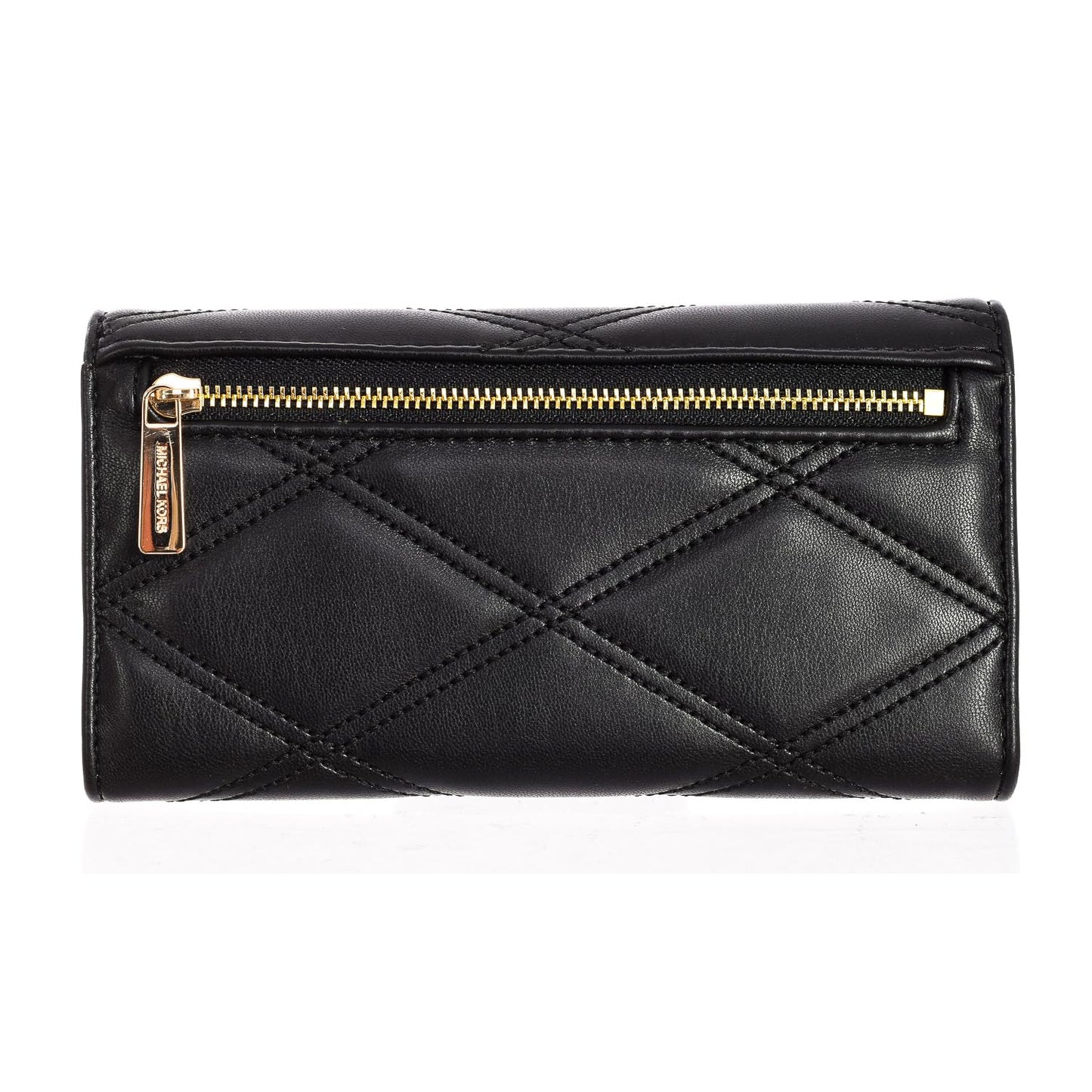 Michael Kors Women Jet Set Travel Large Trifold Wallet Vegan Leather, Black