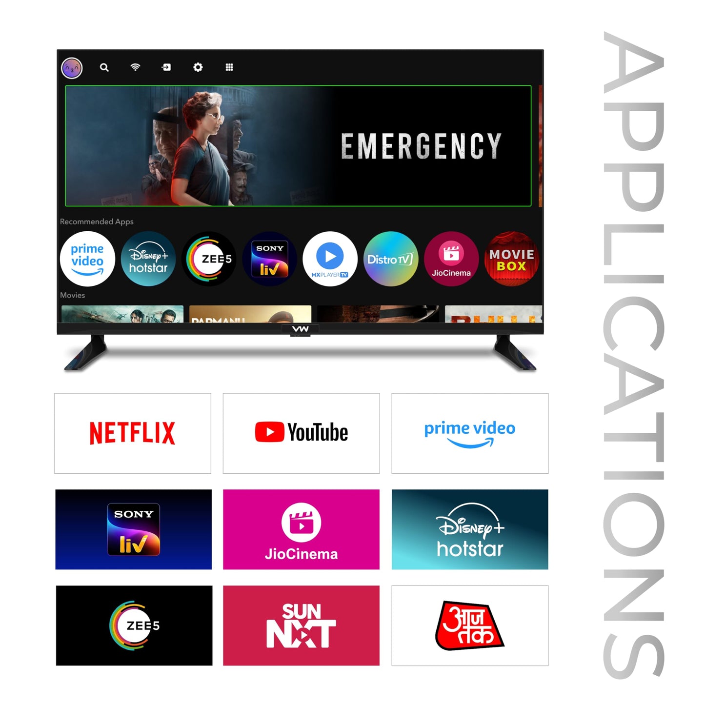 VW 80 cm (32 inches) Playwall Frameless Series HD Ready Android Smart LED TV VW32F5 (Black)