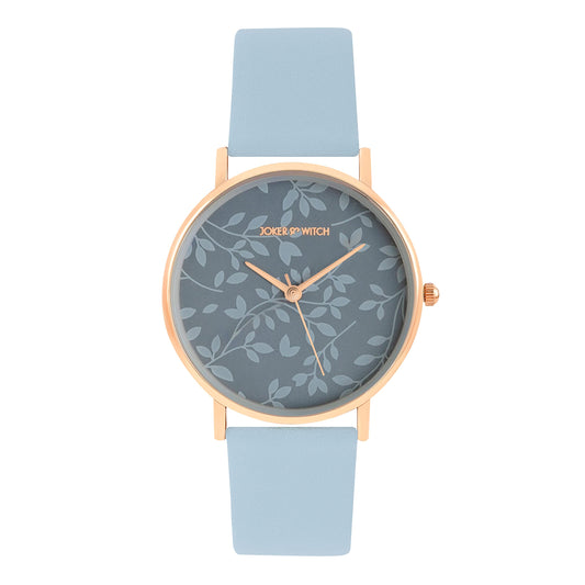Joker & Witch Women Analogue Fern 36mm Blue Dial 18mm Faux Leather Strap Watch