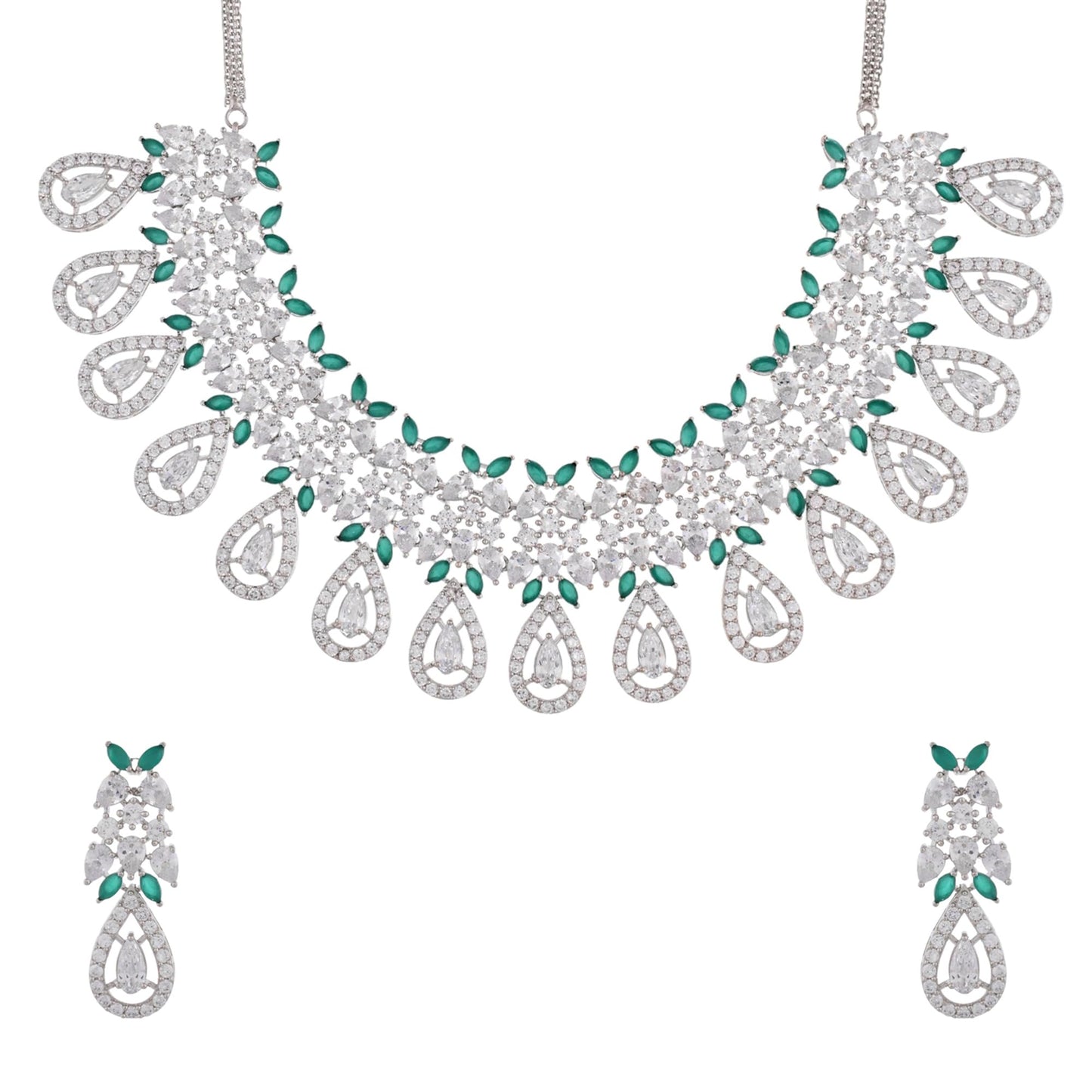 VOYLLA Starlight Amara Collar Necklace Set For Women|CZ Women Short Necklace Sets|Gift For Women |Women's Gift|Valentine Gift|