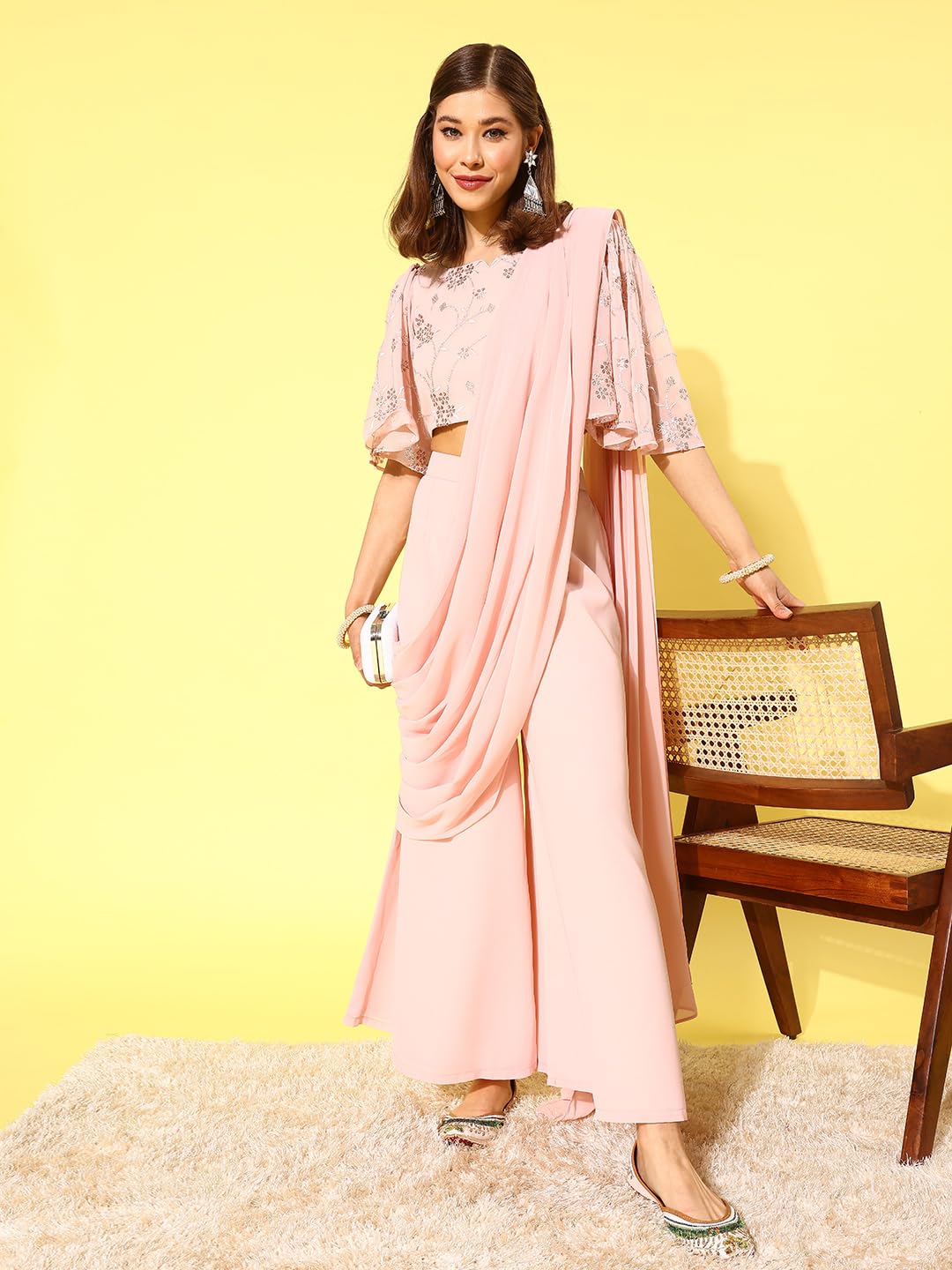 Libas Women's Georgette Saree (34448_Pink)