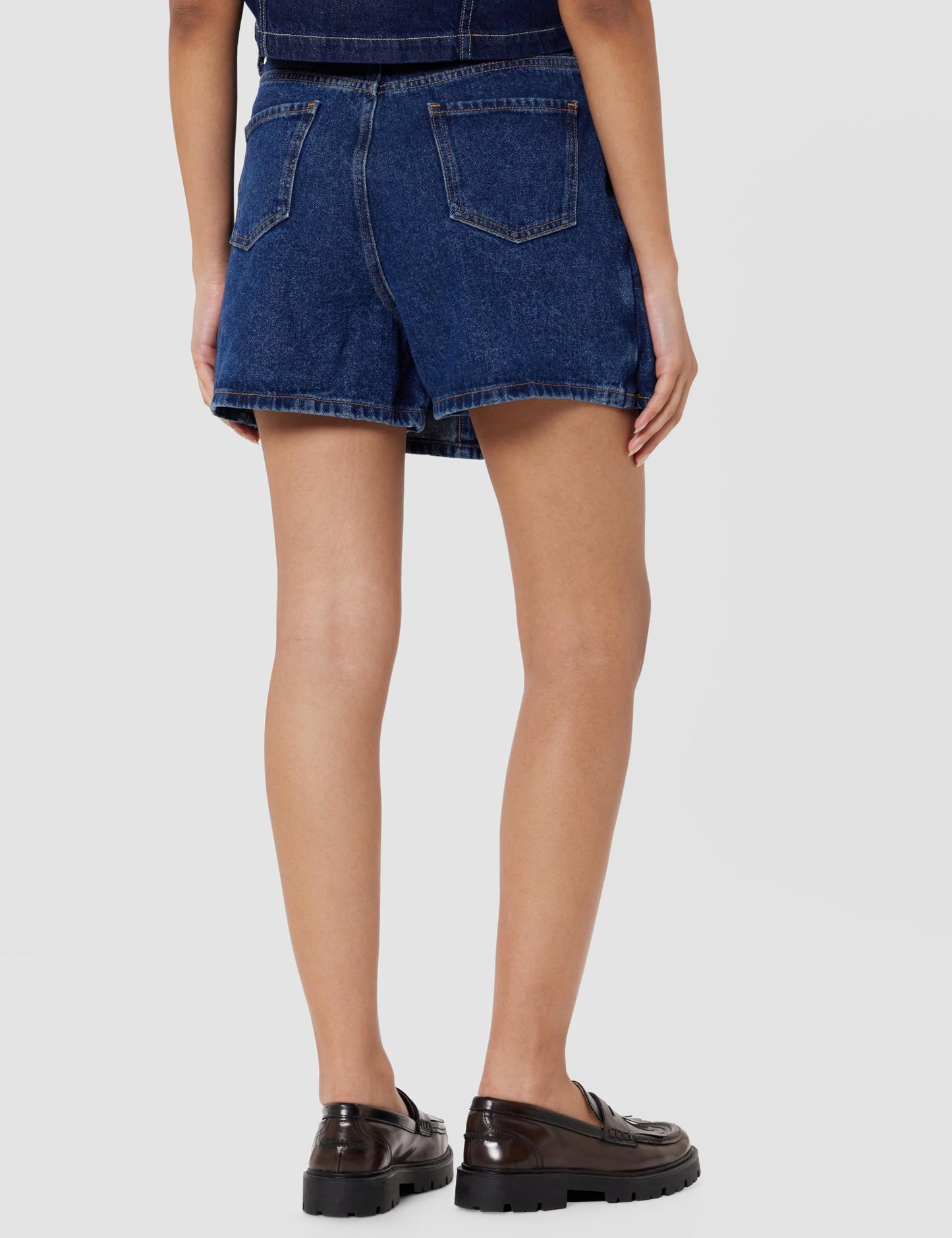 ONLY Women Washed Cotton Blend High Rise Blue Skort