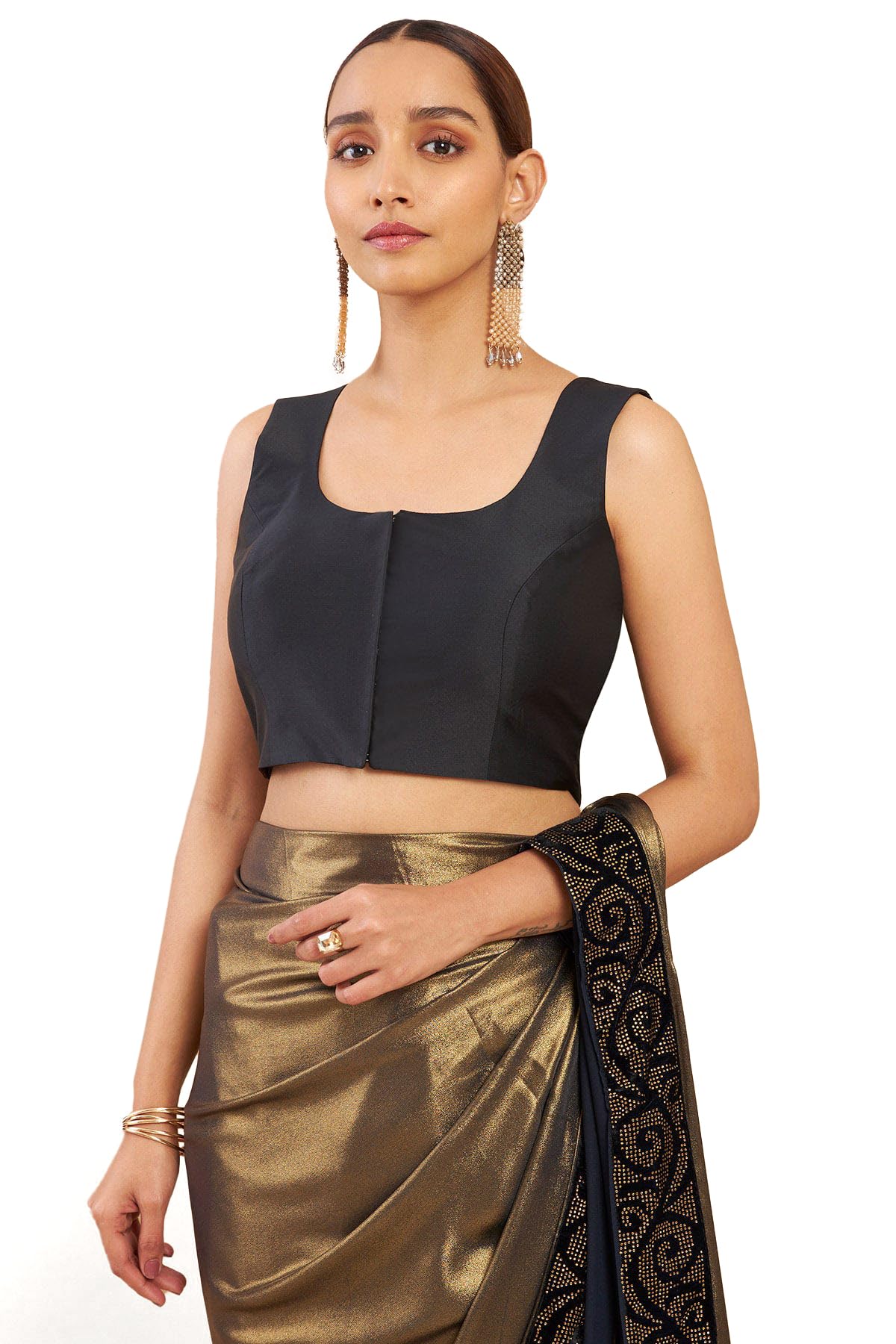 Soch Women's Solid Regular Fit Blouse (BLSLTBU00207_Black 32)