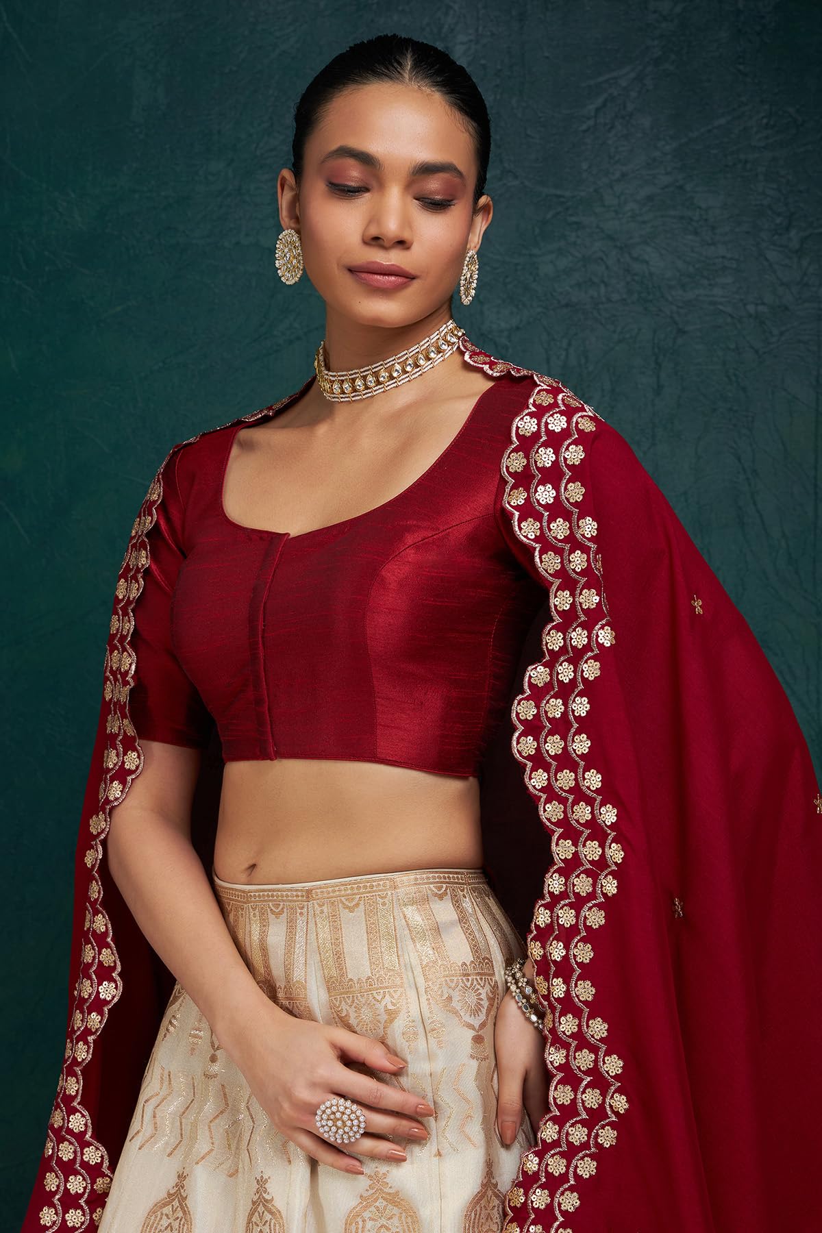 Soch Womens Maroon Art Silk Princessline Cut Padded Blouse