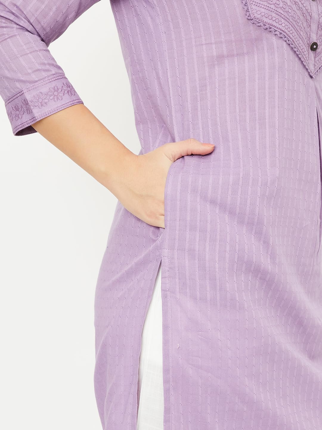 Max Women's Cotton Blend Regular Kurta (MAEKSP25RU_Lilac