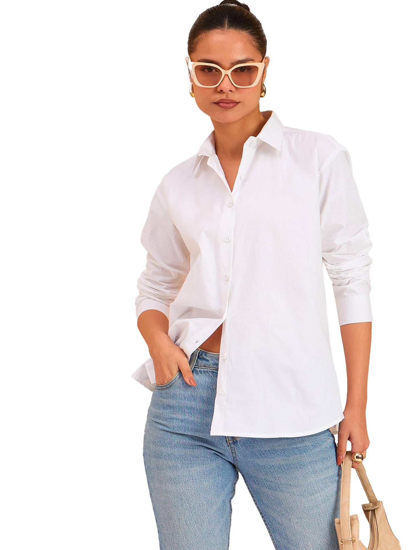 barcino White Poplin Oversized Shirt