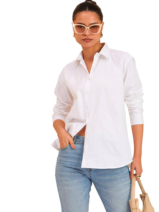 barcino White Poplin Oversized Shirt