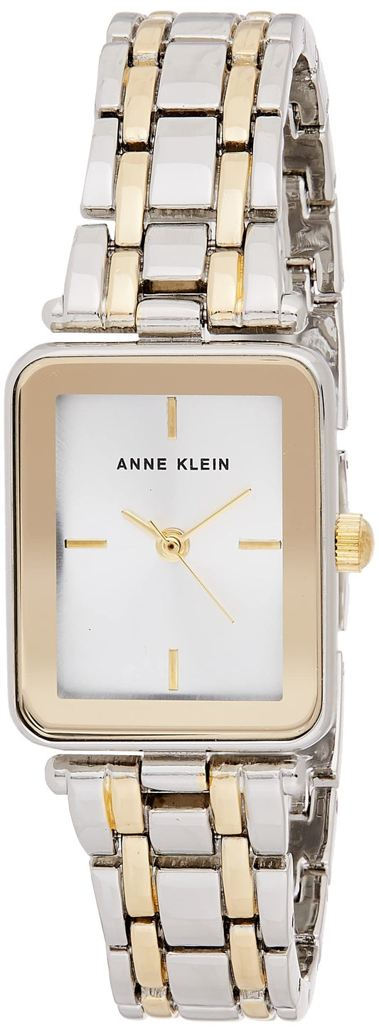 Anne Klein Women's Japanese Quartz Dress Watch with Metal Strap, Silver, 14 (Model: AK/3907SVTT)