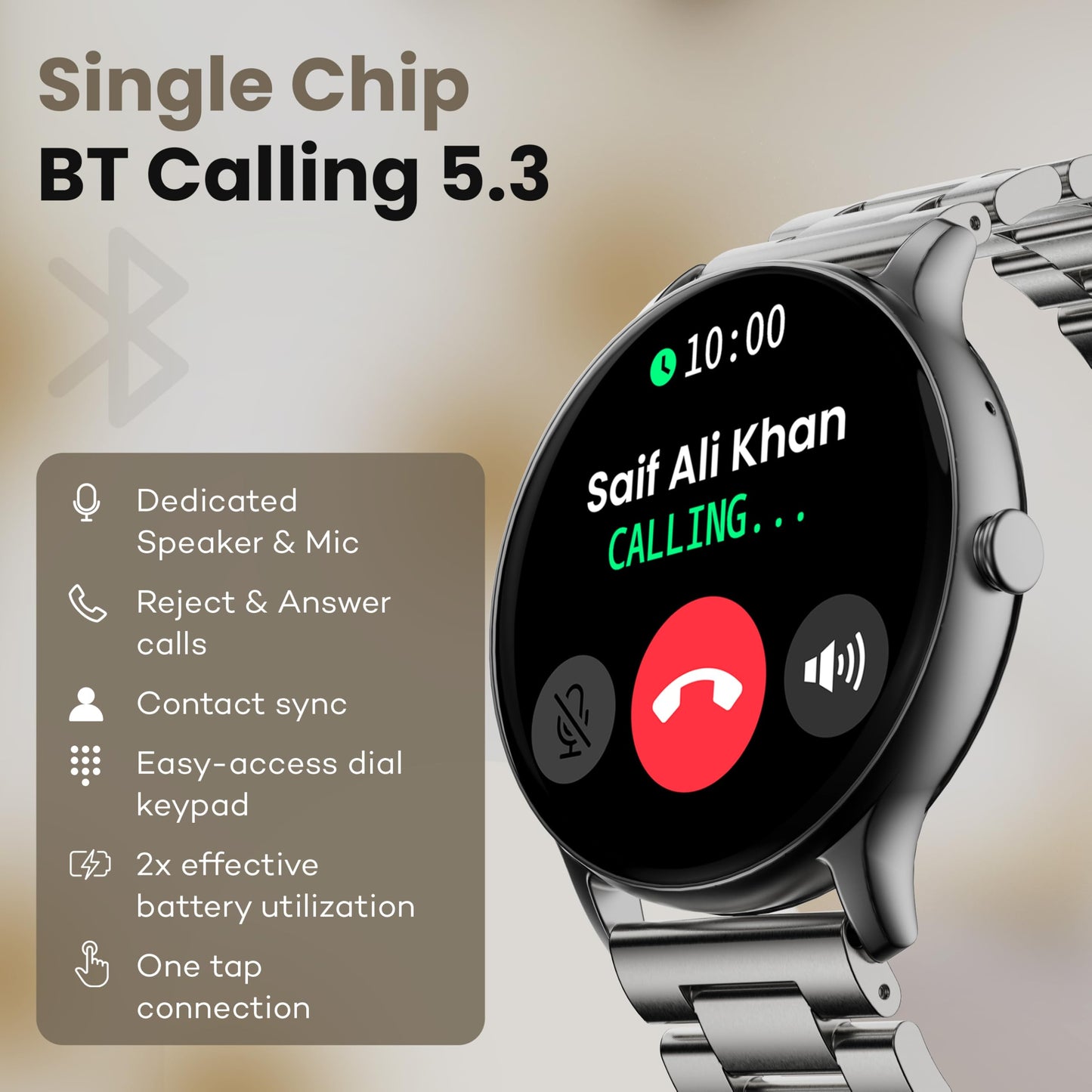 GOBOULT Dire Smartwatch: 1.38'' 2.5D Curved HD Display, BT Calling, 500 Nits Brightness, IP67, 250+ Watchfaces, 120+ Sports Modes, AI Voice Assistant, SpO2 Monitoring (Silver)