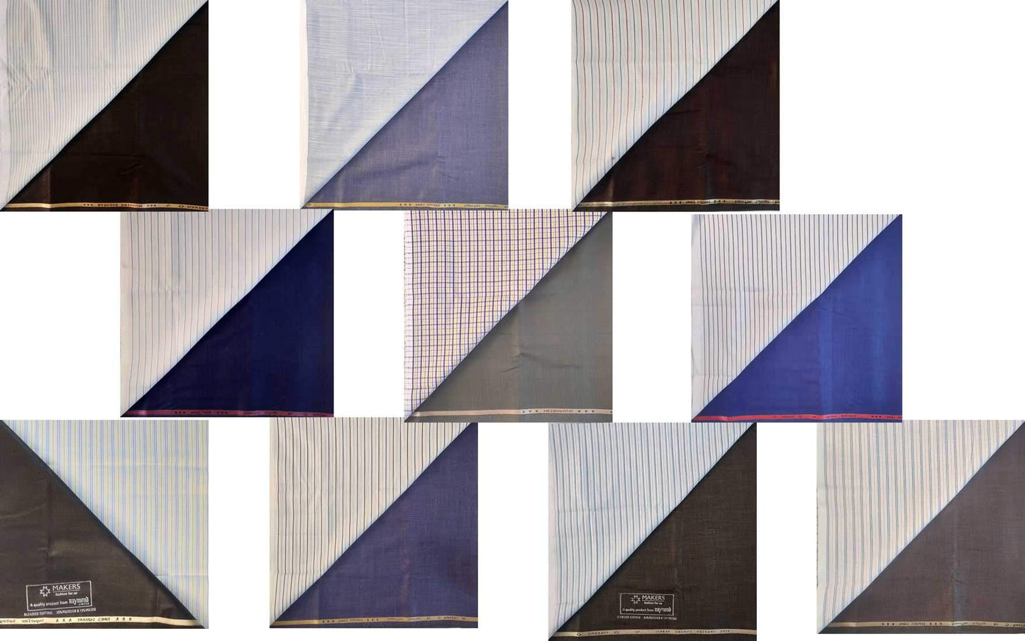 Raymond Fabrics Makers Men's Unstitched Shirt and Trouser Fabric Combo (Multicolour, Free Size) -Set of 10