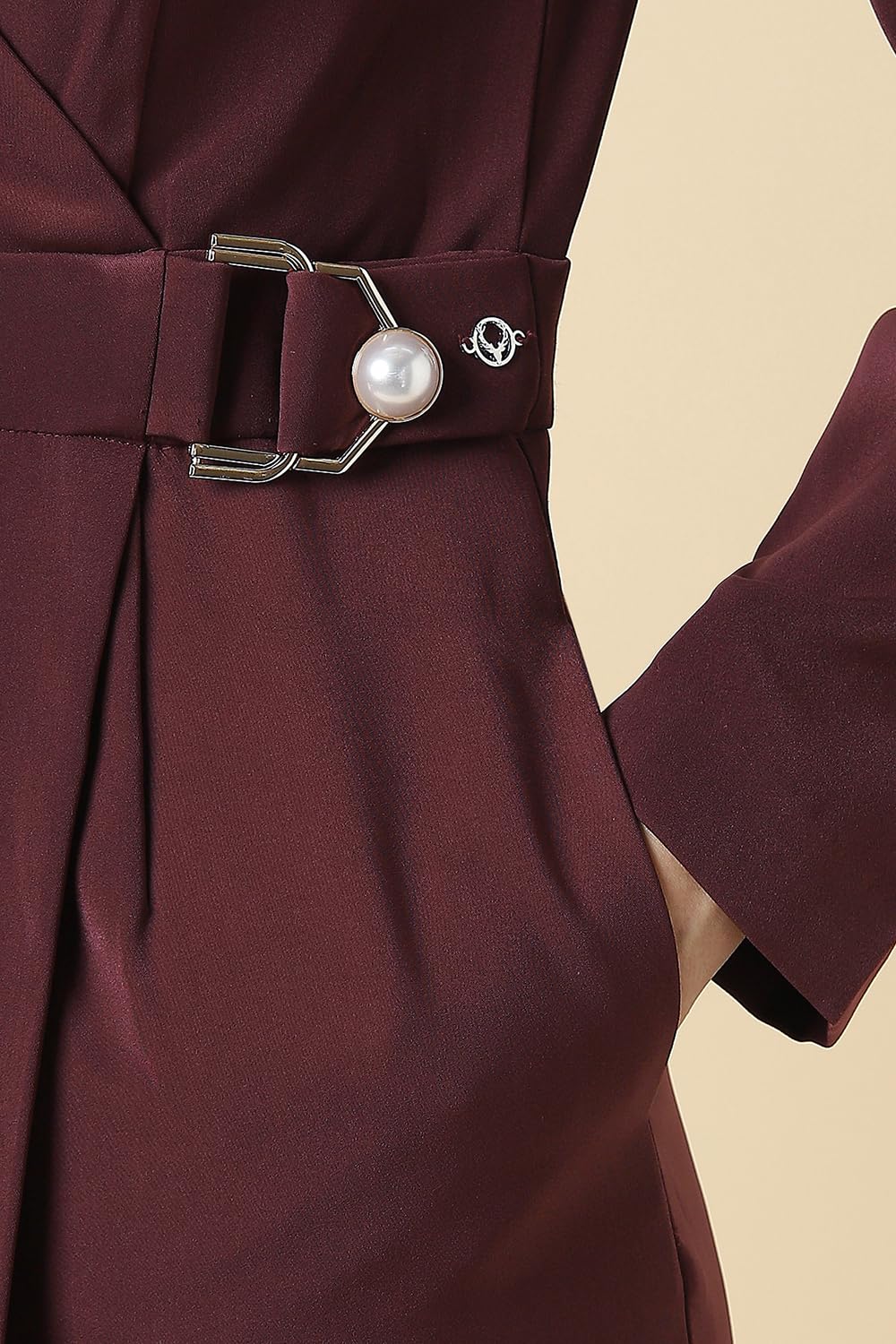 Women Maroon Solid Formal Dress