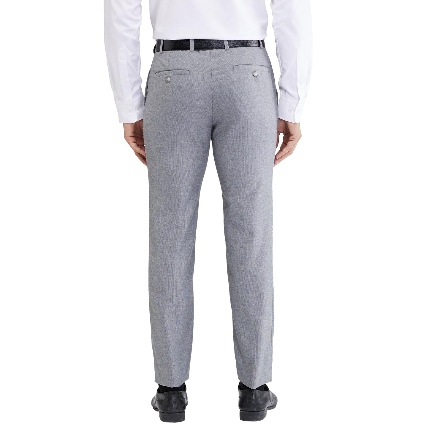 Raymond Men's Slim Fit Mid Rise Formal Trousers, Poly Viscose Blend, Structure Pattern, Flat Front | Dark Grey