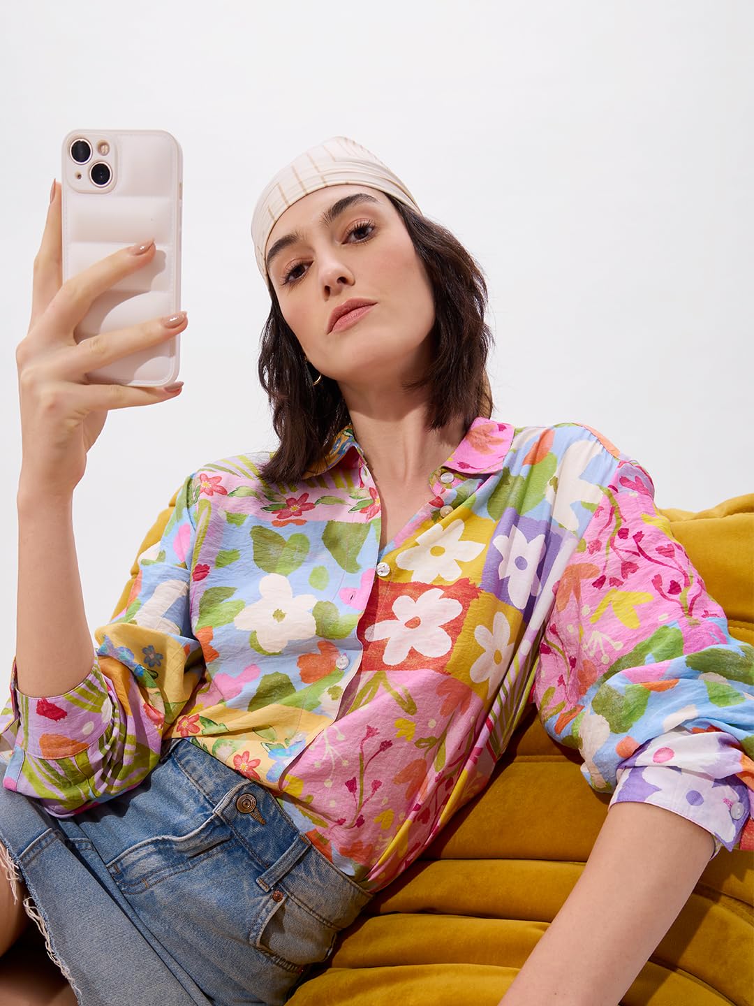 The Souled Store Blooming Womens Oversized Fit Full Sleeve Cotton Women Boyfriend Shirts