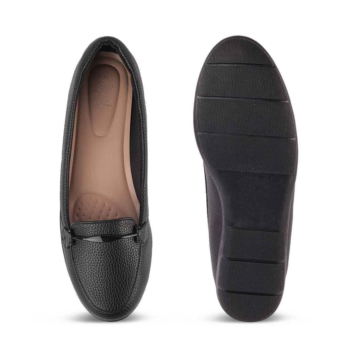 tresmode RUJER Women's Loafers Shoes Black, 3 UK / 36 EU - Round Toe Ladies Comfortable Soft Casual Footwear - Closed Back Vegan Friendly Durable