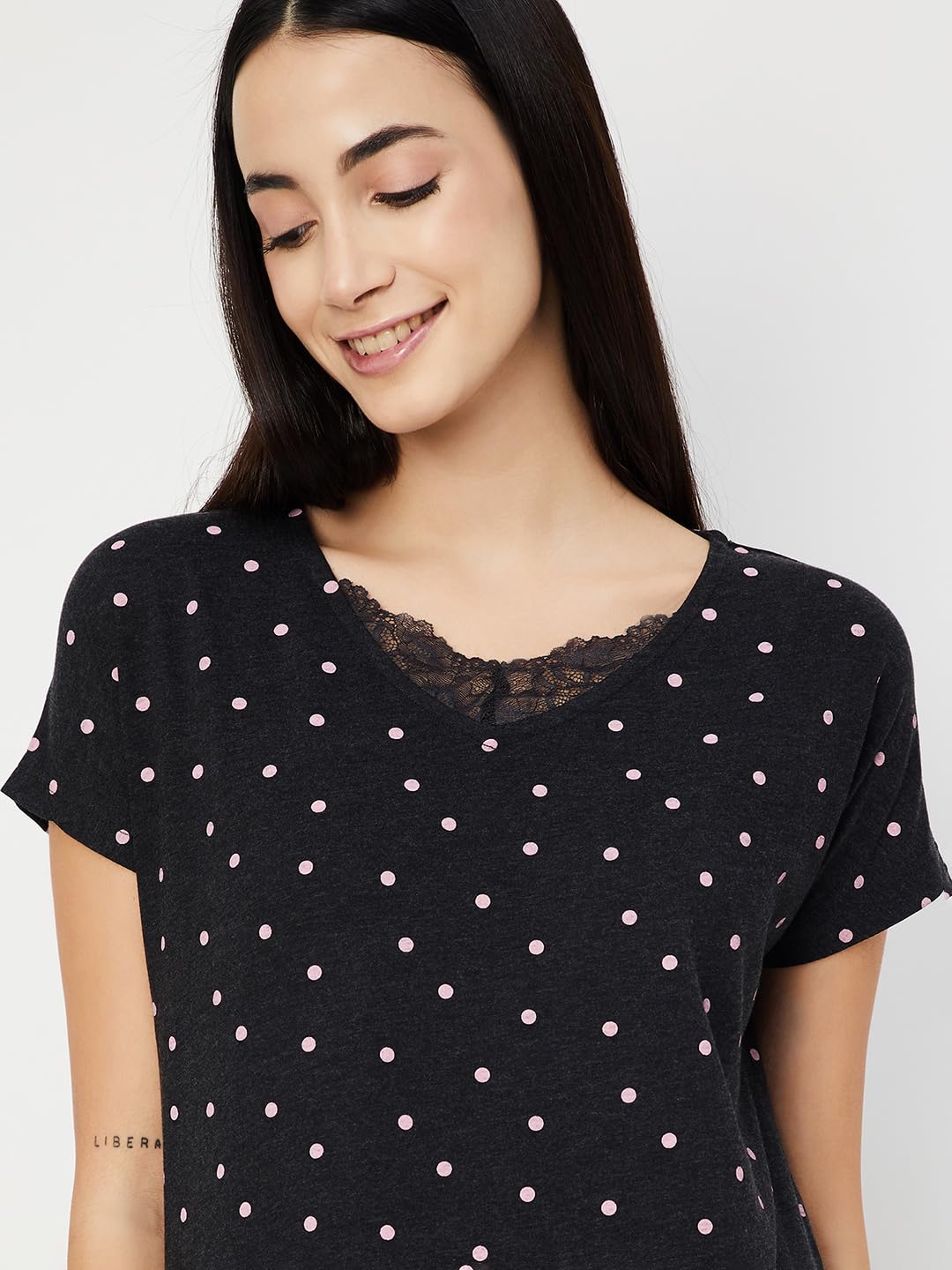 Max Women Cotton Blend Floor Length Classic Nightgown (PA24KG03_Anthra Marl_XXL 2XL),Black