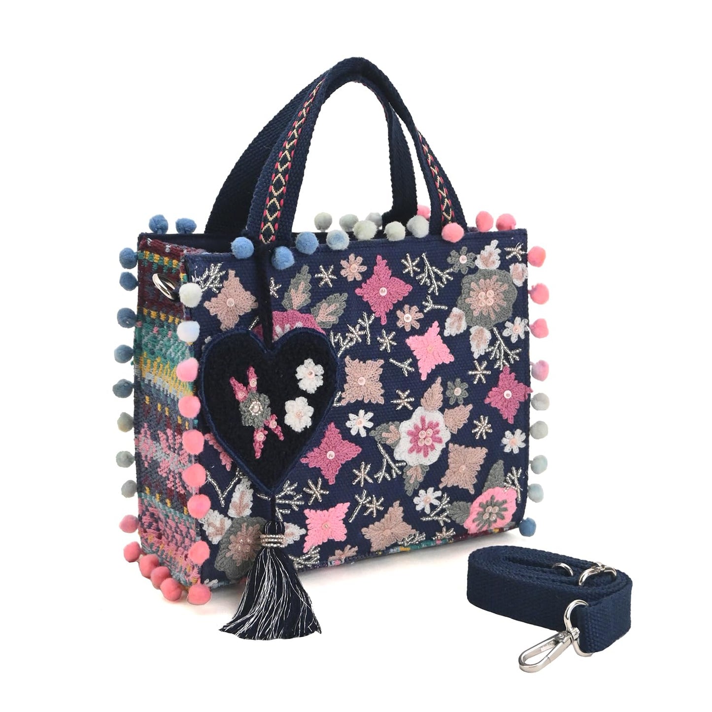 Boho Girl Whimsical Multicolor Jacquard Mini Blush Tote with Adjustable Strap | Wedding Gifts | Handbag For Girls | Birthday Gifts