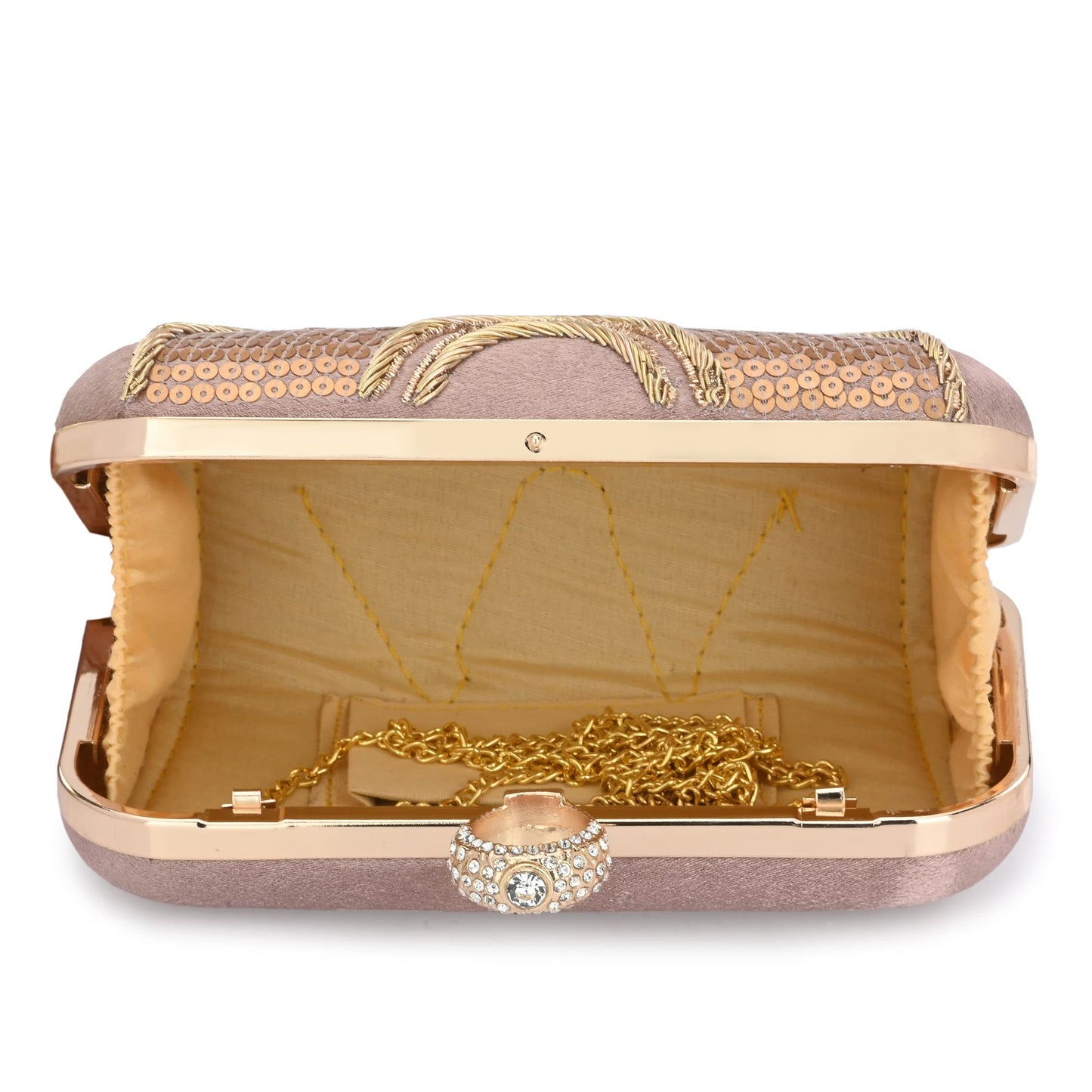 For The Beautiful You Pink Embroidered Women's Ring Clutch