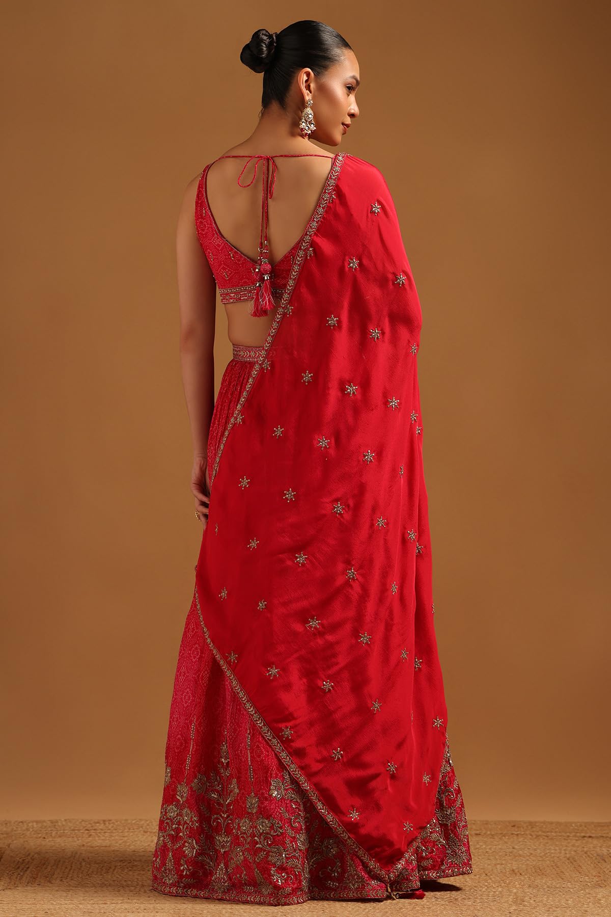 Soch Womens Fuchsia Chinon Embroidered Lehenga Choli Set With Stones And Sequins