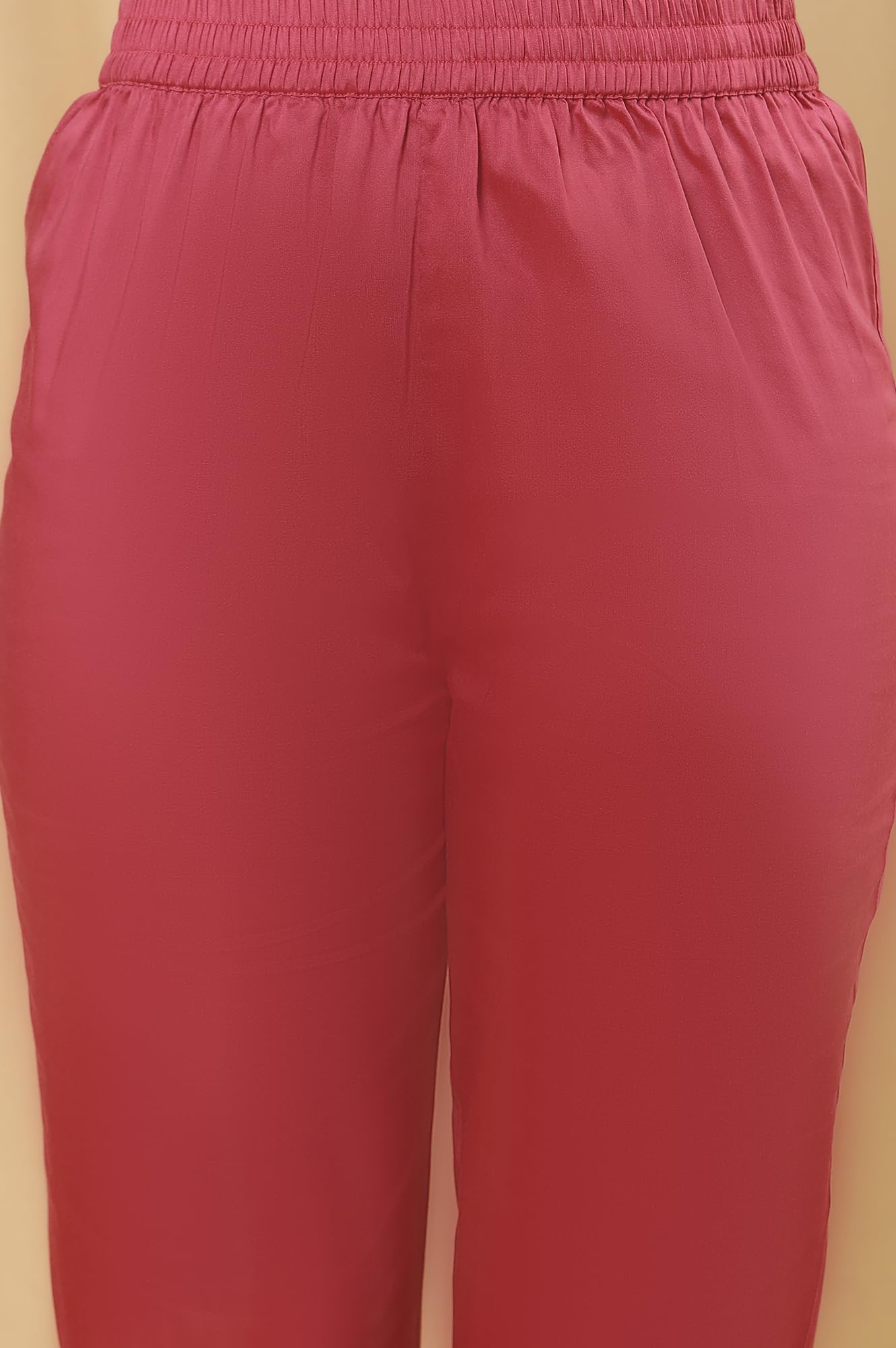 W for Woman Pink Festive Striped Print Organza Flared Kurta Set with Straight Pant_24FEWS19928-121974_XL